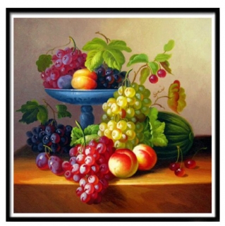 Kamínkové vyšívání Obrázek s kamínků Vyšívací sada diamantové ovoce > 30x30cm