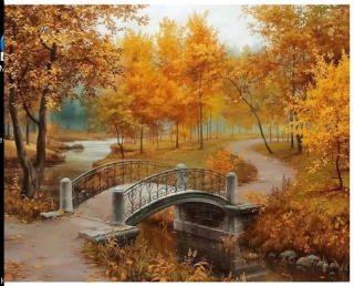 Diamantové vyšívání Obrazy s kamínků KAMÍNKY JSOU PO CELÉ PLOŠE můstek lávka > 30x40cm