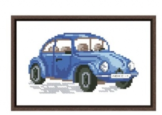 Vyšívací sada vyšívání auto modré autíčko