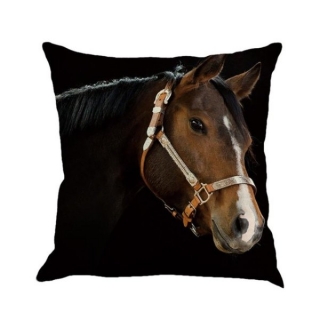 Povlak na polštář rozměr 45 x 45 cm barva je slonová kost kůň