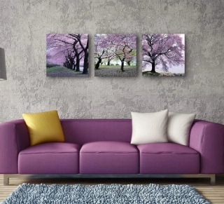 Kamínkové vyšívání Obrázek s kamínků Vyšívací sada s kamínky diamantové vyšívání fial. stromy > 3 x 20x20cm