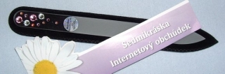 Pilník na nehty Skleněný oboustranný s kamínkySwarovski růžovobílé