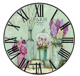 Diamantové vyšívání motiv hodiny KAMÍNKY JSOU PO CELÉ PLOŠE Paris > 20x20cm