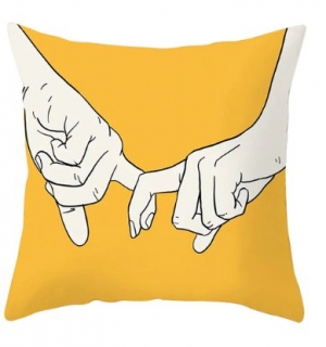 Povlak na polštářek rozměr 45 x 45 cm Polštářek ruce přátelství spojení žlutý