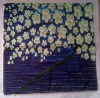Povlak na polštářek rozměr 45 x 45 cm Polštářek modrý strom