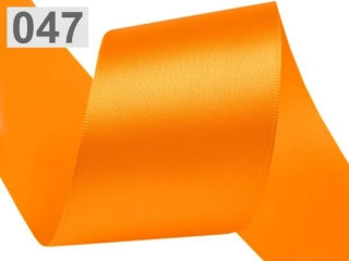 Stuha atlasová šíře 50mm jednolící oranžová