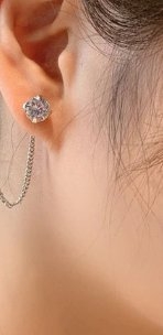 Náušnice klipsy piercing na ucho klipsy ucho - nos Kámen kamínek osazený do stříbrné