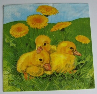 Ubrousek kuřátka a pampelišky  ubrousek na decoupage