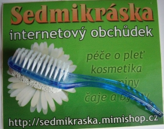 Pemza s kartáčkem na  plastové  rukojetí modrá