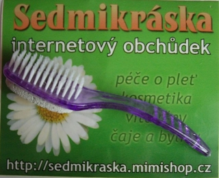 Pemza s kartáčkem na plastové rukojetí fialová