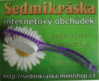 Pemza s kartáčkem na plastové rukojetí fialová