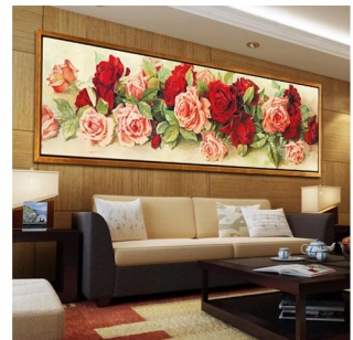 Diamantové vyšívání Obraz s kamínků KAMÍNKY NEJSOU PO CELÉ PLOŠE růže > 70x28cm