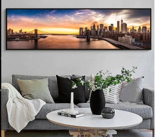 Diamantové vyšívání Obrazy s kamínků KAMÍNKY JSOU PO CELÉ PLOŠE most zátoka > 20x80cm