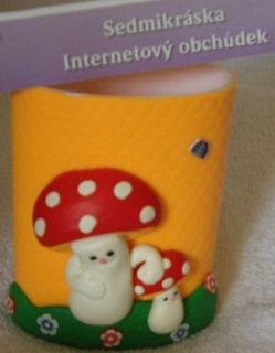 Kelímek - stojánek na tužky mochomůrka oranž