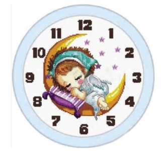 Diamantové vyšívání motiv hodiny KAMÍNKY JSOU PO CELÉ PLOŠE miminko > 15x15cm