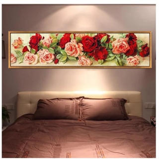 Kamínkové vyšívání Obrázek s kamínků sada diamantové vyšívání KAMÍNKY NEJSOU PO CELÉ PLOŠE květiny > 70x28cm
