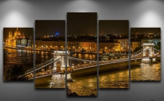 Diamantové vyšívání Obrazy s kamínků KAMÍNKY JSOU PO CELÉ PLOŠE most večerní > 2x15x20+2x15x30+1x15x40cm