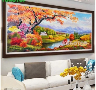 Diamantové vyšívání Obraz s kamínků KAMÍNKY NEJSOU PO CELÉ PLOŠE krajinka > 20x40cm