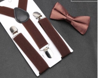 Kšandy šle DĚTSKÉ s motýlkem set > varianta Hnědá