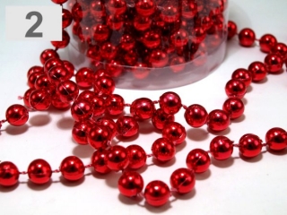 Perličkový vánoční řetěz Ø6 mm červený