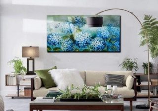 Diamantové vyšívání Obrazy s kamínků KAMÍNKY JSOU PO CELÉ PLOŠE modré květy > 20x40cm