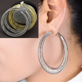 Náušnice klips kruhy spirála 6cm > varianta zlatá