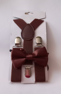 Kšandy šle DĚTSKÉ s motýlkem set hnědá 
