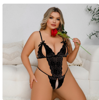 Erotický sexy body krajkové i pro silnější postavu  černé 