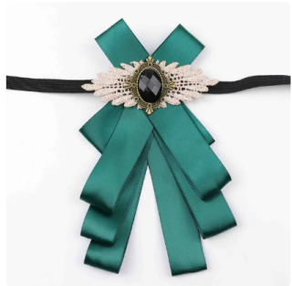 Motýlek Fiží elegantní kravata stuha motýl s broží hladké stuhy zelená 