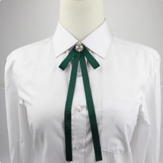 Fiží elegantní kravata stuha s broží Motýlek mašle zelená tmavě