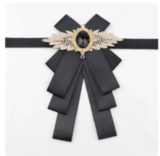 Motýlek Fiží elegantní kravata stuha motýl s broží hladké stuhy černá 