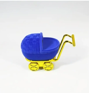 Kočárek krabička na náušnice prstýnek modrá 