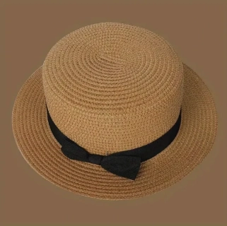 Slaměný klobouk  s mašlí retro doplněk 