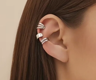 Náušnice klipsy piercing na ucho nasouvací 3 ks