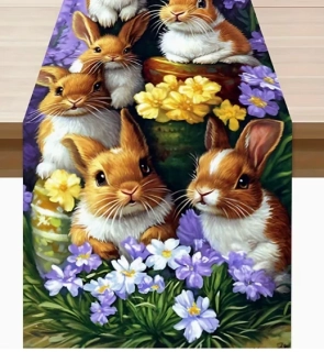 Běhoun ubrus 33x 120cm jarní králíčci 
