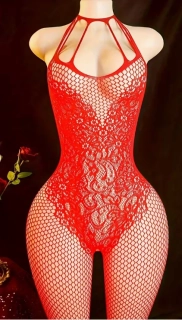 Sexy overal erotický červený větší velikost 
