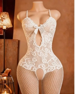 Sexy overal erotický  bílý větší velikost