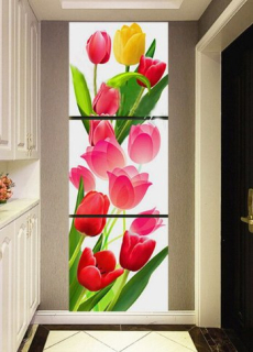 Diamantové vyšívání Obrazy s kamínků KAMÍNKY JSOU PO CELÉ PLOŠE tulipány > 3 x 20x20cm