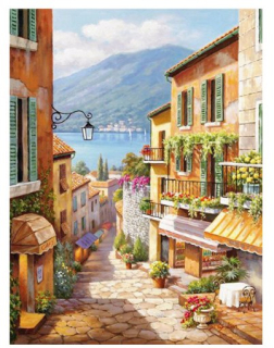 Diamantové vyšívání Obrazy s kamínků KAMÍNKY JSOU PO CELÉ PLOŠE Italské uličky > 20x25cm